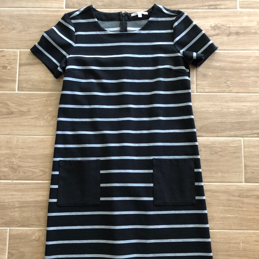 Striped Shift Dress with Pockets